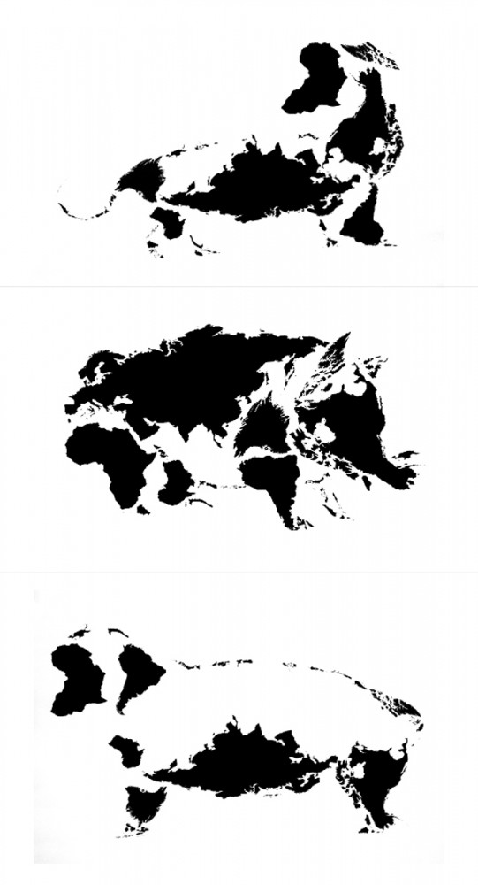 Cartes du monde en forme d'animaux