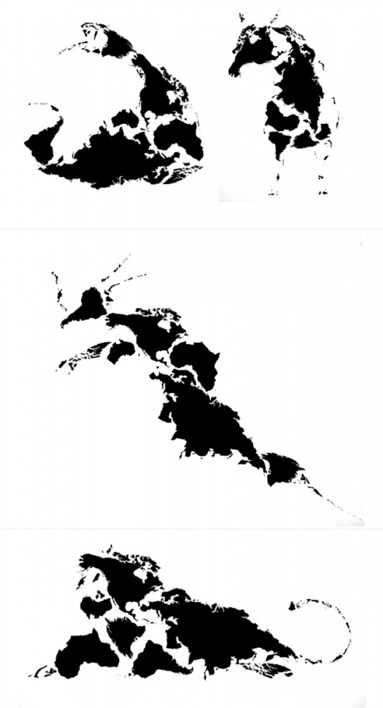 Cartes du monde en forme d'animaux